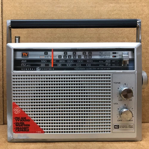 GE 7-2940B TELEVISION AUDIO/24HR WEATHER/AM/FM RADIO - TESTED & WORKING
