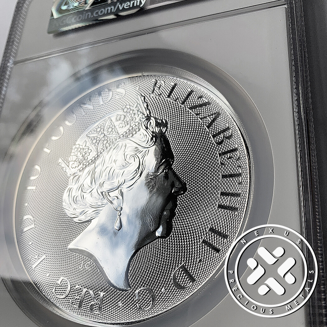 2018 10 OZ SILVER COIN NGC MS 69 GREAT BRITAIN QUEEN'S BEASTS
