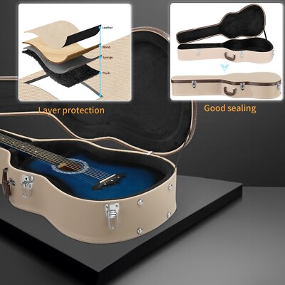  FAST SHIPPING! Classical Guitar Hard Case Made of PLeather +Plush interior