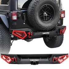 OEDRO Rear Bumper for 18-25 Jeep Wrangler JL JLU Unlimited W/ 2 LED Lights