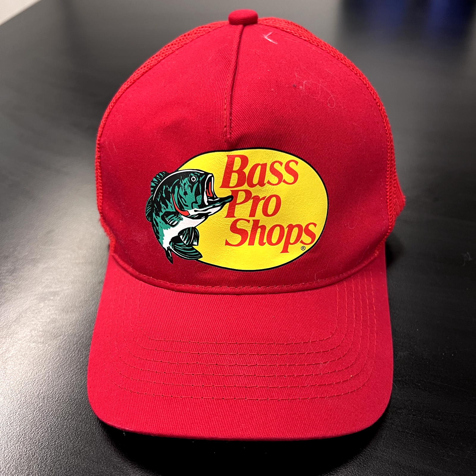 Bass Pro Shops Red Snapback Trucker Hat Adjustable Mesh Cap for Fishing & Outdoors