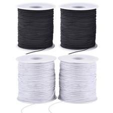 4 Rolls of Sturdy 1mm Elastic String for Jewelry Making Black and White