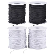 4 Rolls of Sturdy 1mm Elastic String for Jewelry Making Black and White