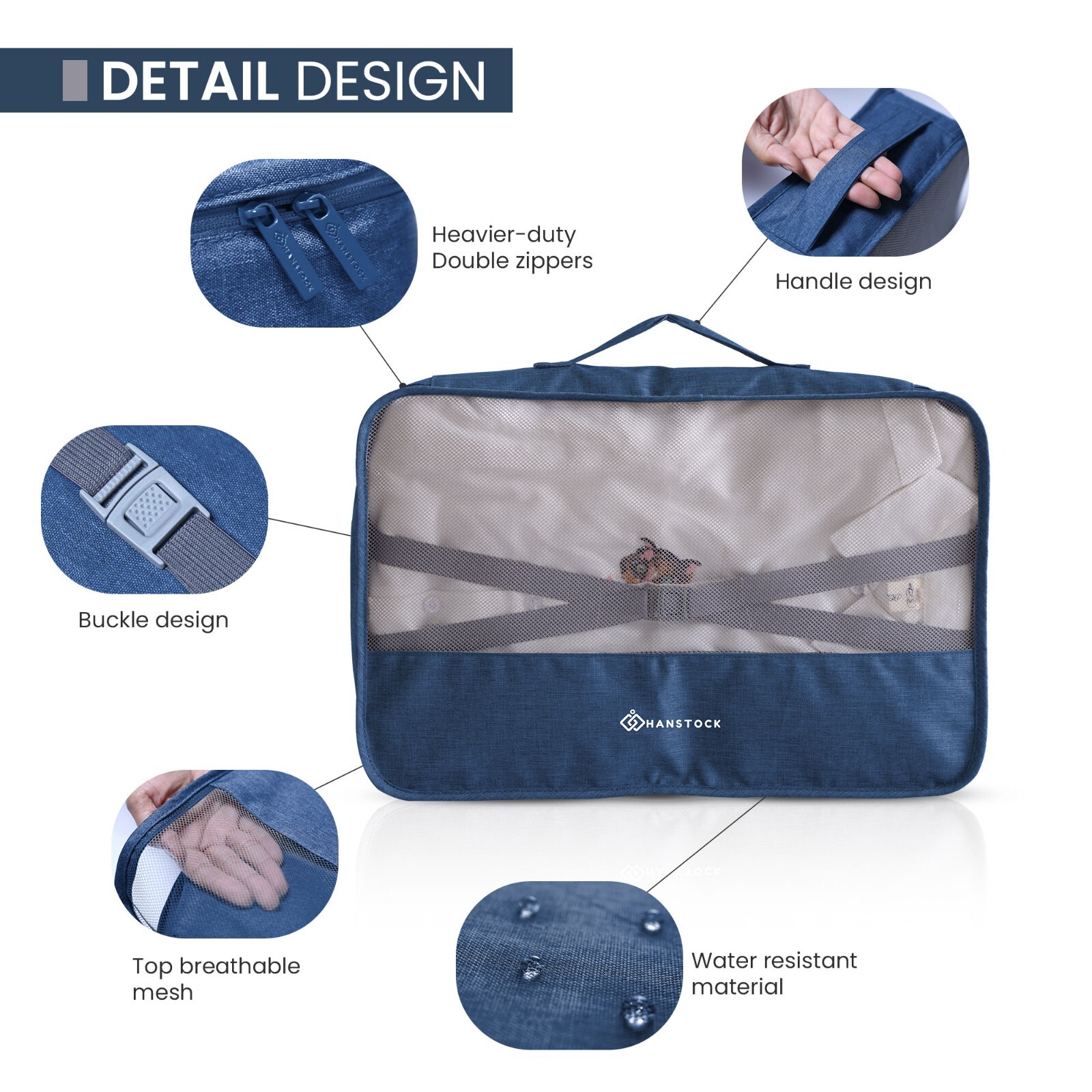 Hanstock Packing cubes, 8 Pcs Multifunction Water Resistant Suitcase