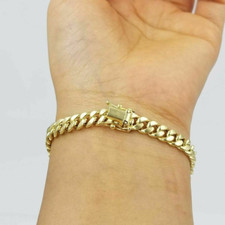 Solid 14k Yellow Gold Plated 6mm Link 7.5" Men/ Women Bracelet Miami Cuban Link
