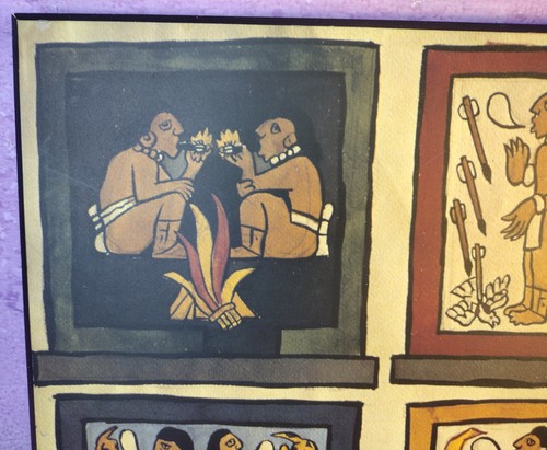 Aztec Mexico Folk Art Animals Hunting Wall Hanging 19.25x12.5" ColorPlak Printed - Picture 4 of 12