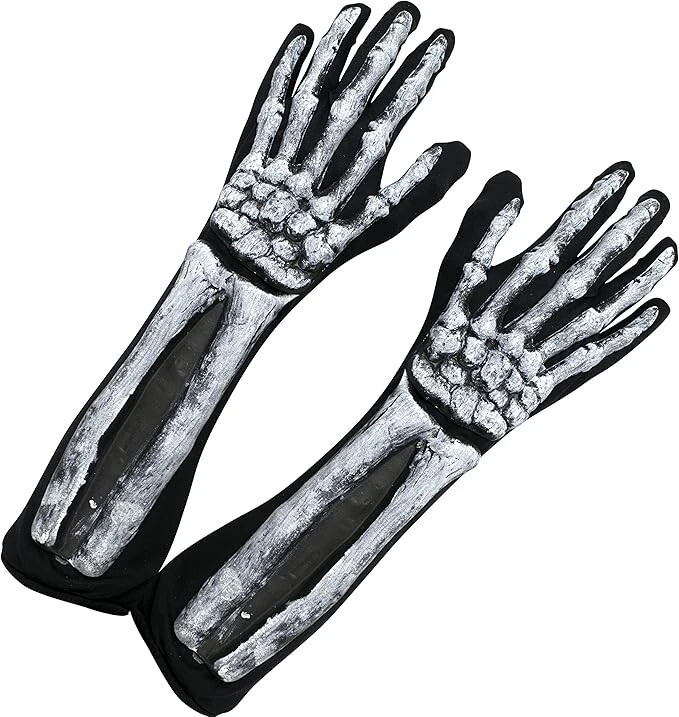 Par de guantes de mano largos de 14" con codo grande de rayos X disfraz de Halloween para adulto OSFM Foto 2 de 2