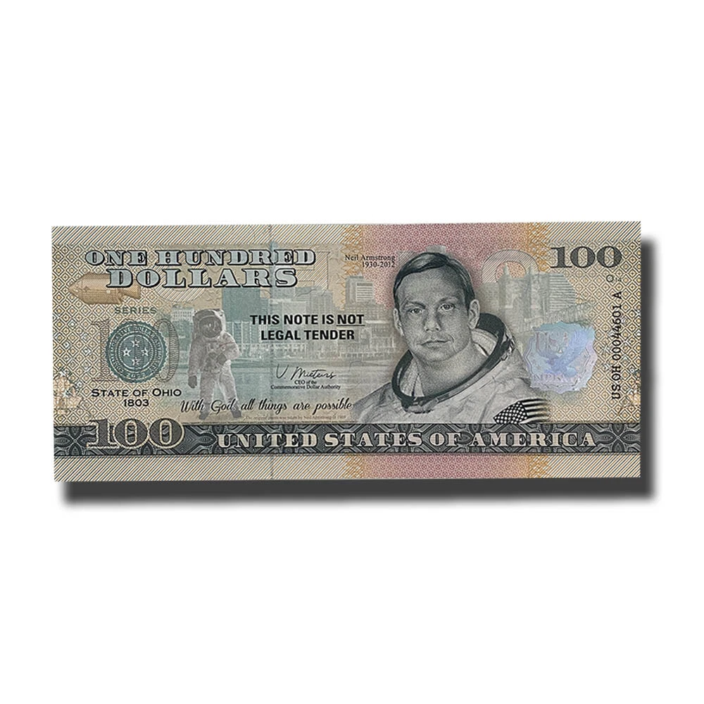 US $100 Souvenir Banknote Neil Armstrong 1930 - 2012 State of Ohio US OH  1803 | eBay