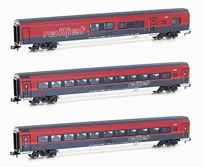 Hobbytrain N 25225 - 3er Set Personenwagen ÖBB Railjet, Ep.VI, Set 2   Neuware