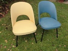 6 Retro-Stühle 3x blau und 3x gelb