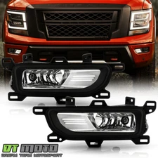 For 2020-2023 Nissan Titan Bumper Fog Lights Driving Lamps w/Bezels Switch Bulbs