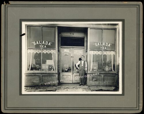 Antique Photo Store Front Business Grocery Store Salad Lipton Tea Shop Keeper - Afbeelding 1 van 2