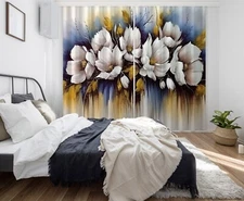 3D Hand Drawn Petals K2274 Window Photo Curtain Printing Fabric Panda 2023