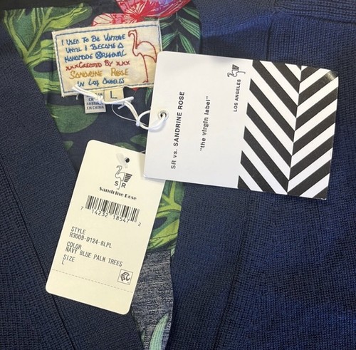 Sandrine Rose vs Free People Tropical Cardigan Women’s Large Navy Oversized - Picture 6 of 11