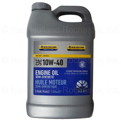 New Holland 2.5 Gal Engine Oil SAE 10W-40 CK-4 Semi-Synthetic MAT 3571 Part #...