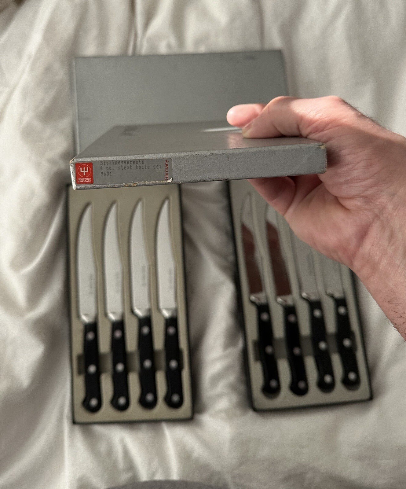 4 Wusthof Dreizack Solingen Germany Filet Mignon Knives Box 2 eBay