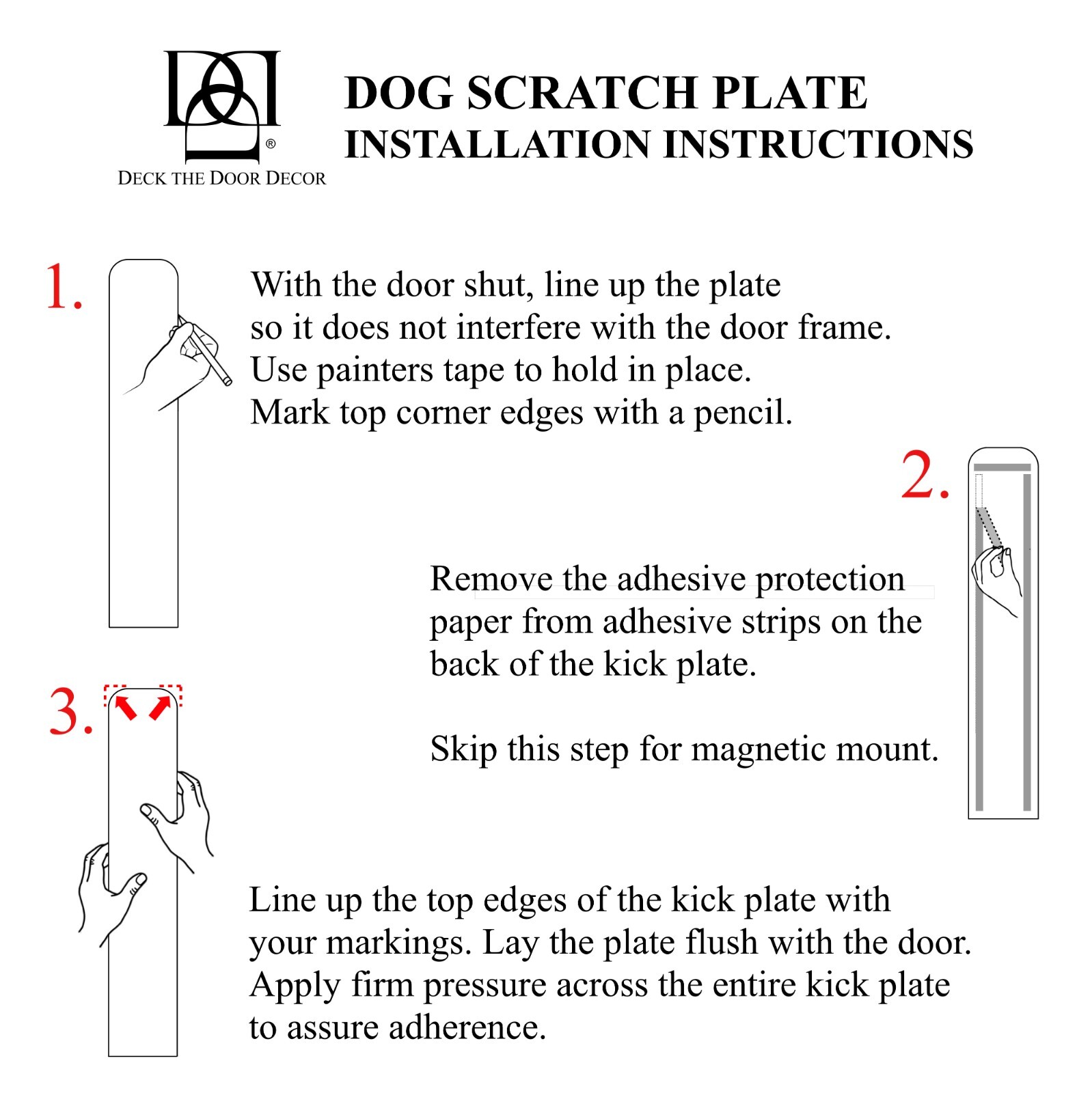 Dog Scratch Door Protector Plate Multiple sizes, finishes, & Mounting
