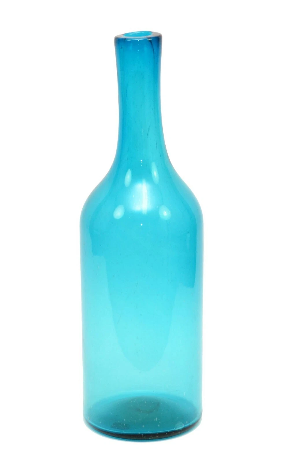 Handblown Turquoise Demijohn Style Tall Bottle Vase-20 Inches High