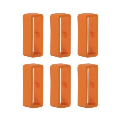 6pcs Watch Strap Loop Fastener Rings 20mm Rubber Watch Holder Keeper Orange Red