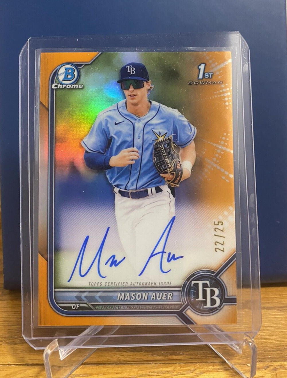 2022 Bowman Chrome - Prospect Autographs Orange Refractor #CPA-MA Mason Auer /25