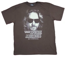 The Big Lebowski Adult New T-Shirt  - The Dude Abides Dotted Face Pic