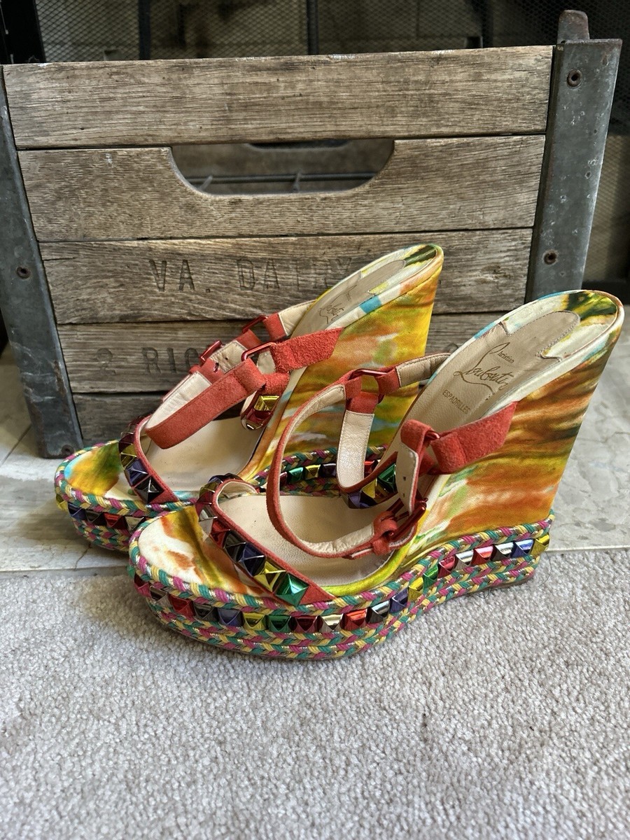 【アル様Christian Louboutin】Cataclouカタクロウ☆38 CHRISTIAN LOUBOUTIN Cataclou 140 Veau Vel Lamb Cubana wedge