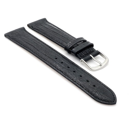 Feines Easy-Klick Eidechsen-Leder Uhrenarmband Modell Davos-71S NL schwarz 16 mm - Picture 2 of 4