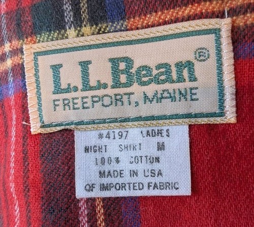 Brand New Vintage LL Bean Women's Medium Red Plaid Flannel Night Shirt - USA - Picture 3 of 13