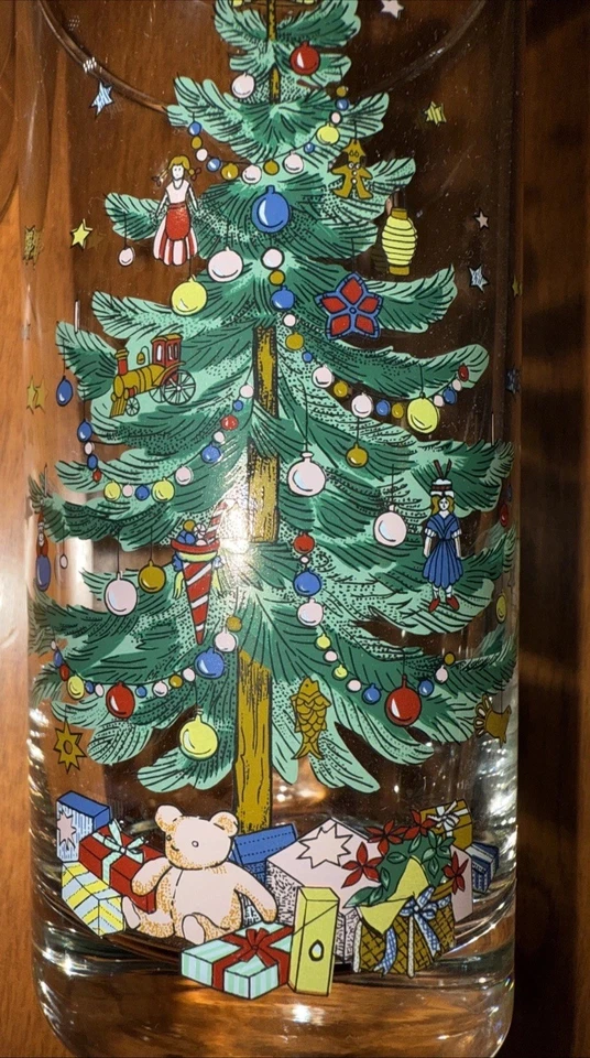 4 件套 Nikko "HAPPY HOLIDAYS" 圣诞树 ~ 玻璃杯 ~ 5 5/8" — 第 4/4 张图片