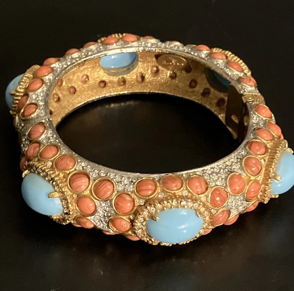 K.J.L. Kenneth J. Lane 1960s Turquoise & Coral Ca… - image 4