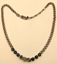Mariana 22" Adjustable Necklace Crystals Embellished Elements Blue Topaz Color