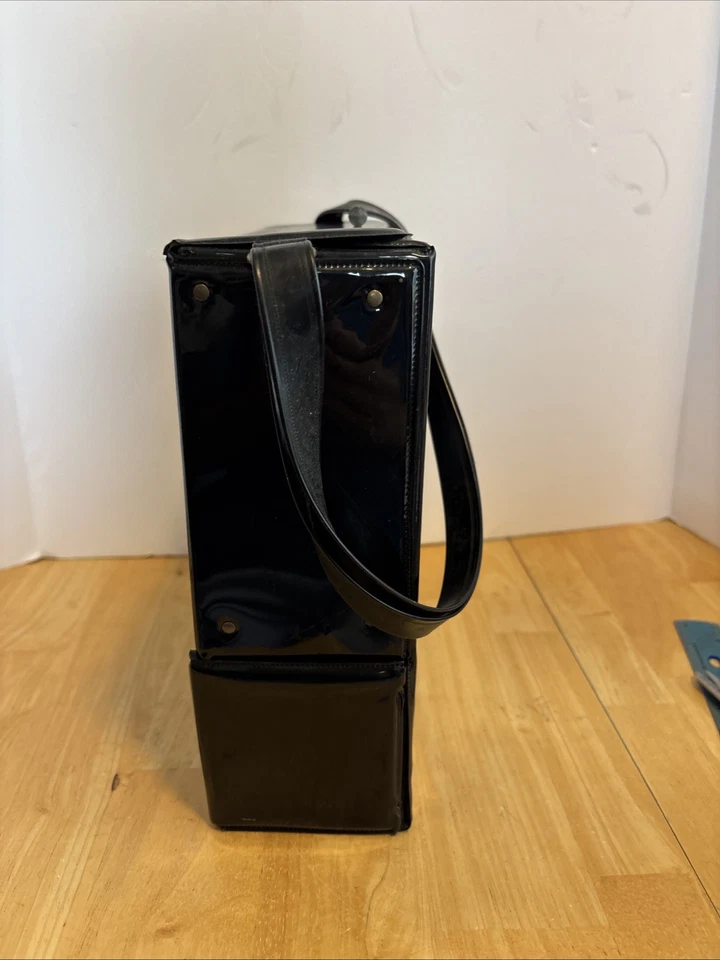 1960s Ballet Bag Lunchbox French? Black Vinyl Rare Red Image 10x10x3.5 Inch - Image 2 of 4