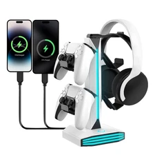 Universal Game Controller Holder, RGB Multi-Color Light Headphone Stand for P...