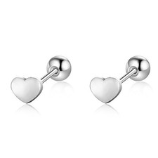20G Tiny Mini Heart Stud Earrings for Women Silver Plated Hypoallergenic Cute Sm