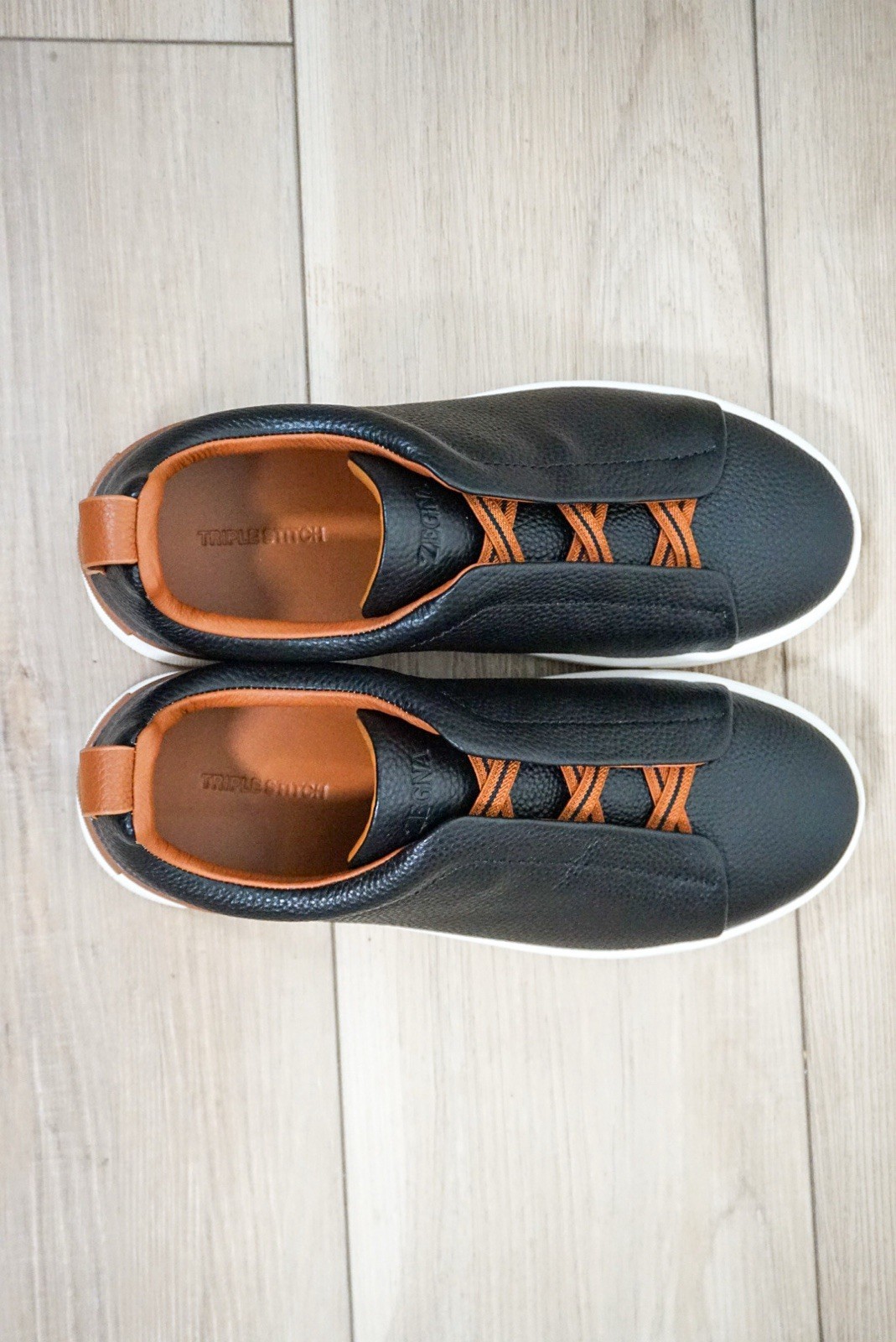 Zegna Triple Stitch Deerskin Sneakers Black Leather 44EU / US 11 Men image 5