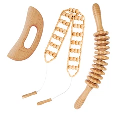 3-Piece Wooden Therapy Massage Tools – Lymphatic Drainage & Body Sculpting Kit