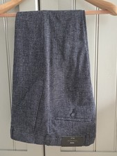 Moss Bros Men's Seersucker Trousers Grey Size 30S BRAND NEW 