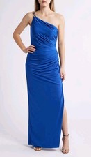 Sz 4 - Vince Camuto Ruched Chain Detail One-shoulder Gown In Cobalt