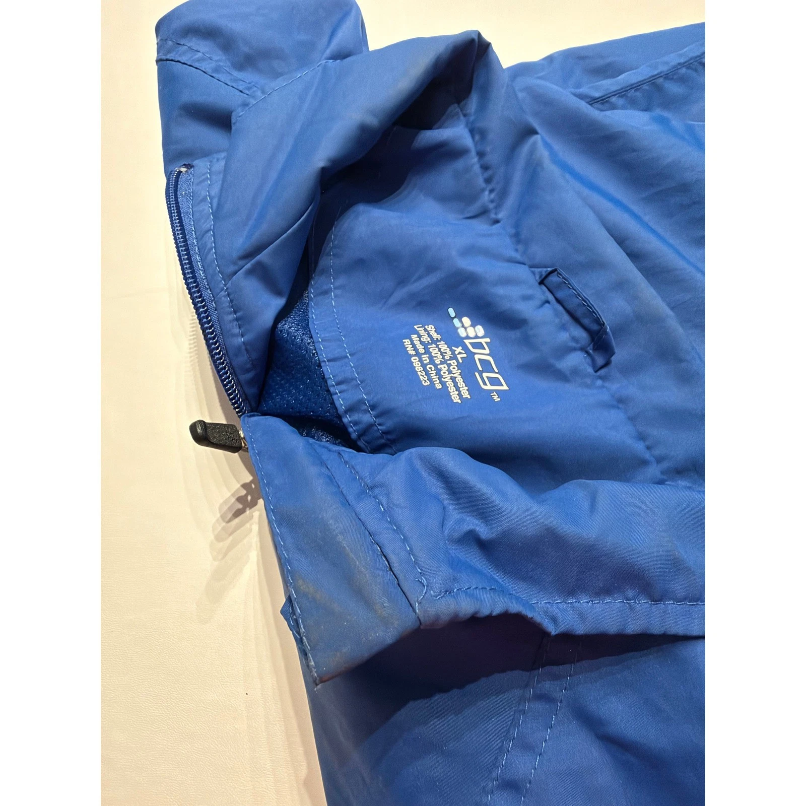 BCG Blue Full Zip Windbreaker Jacket Mens XL Mesh Lined Lightweight Activewear - product detail image 13