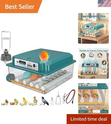 Temperature-Controlled 16 Egg Incubator with Auto Turning for Chickens & Quail
