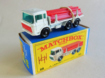 Matchbox Lesney RW 1-75, No.58C- DAF Girder Truck ohne tow guide, OVP-E4 Box