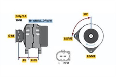 Alternator Motor Generator Bosch 0124515035 120Ah For Vw Sharan 1.9 Tdi