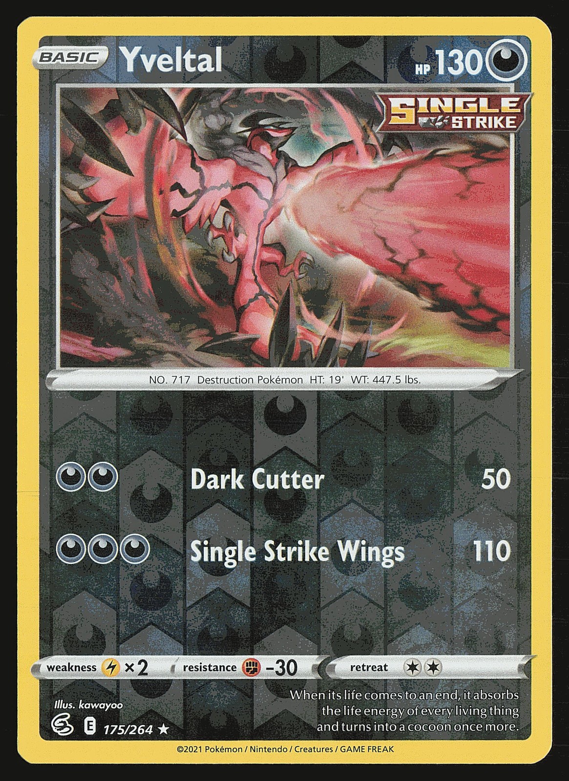SWSH08: Fusion Strike Yveltal #175/264 Reverse Holo Pokemon Card