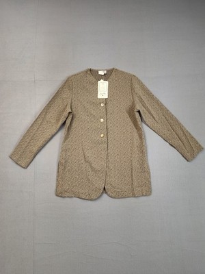 Jaclyn Smith Women Shirt 10 Beige Long Sleeve Button Up Padded Shoulder Workear