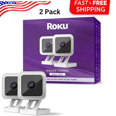 Roku CS1000P25 Smart Home Indoor Camera (2-Pack) Wired Security 1080p HD *NEW