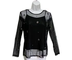 Bongo Y2K Mesh Black Fairy Whimsigoth Top Womens M 90s Grunge Sheer #7000