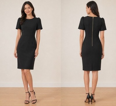 HOT ! Cocktail Dresses Calvin Klein Dresses Calvin Klein Pleated Sleeve Crew Neck Sheath Black Dress Size 12 HOT ! Cocktail Dresses Calvin Klein Dresses Calvin Klein Pleated Sleeve Crew Neck Sheath Black Dress Size 12
