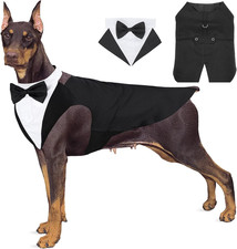 Dog Tuxedo and Bandanas Suit Formal Wedding Costume, Adjustable Pet Collar with