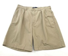 Vintage Polo Ralph Lauren Tyler Shorts 36 Khaki Double Pleated 8" Inseam Preppy
