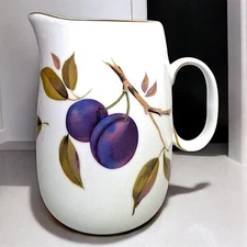 VTG Royal Worcester Evesham Gold Porcelain Pitcher Plum Design Made in England